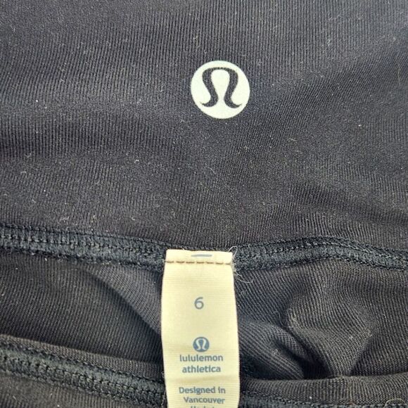 Lululemon Wunder Under Crop Leggings Womens Size 6 High Waist Black Purple Gym - Picture 5 of 7